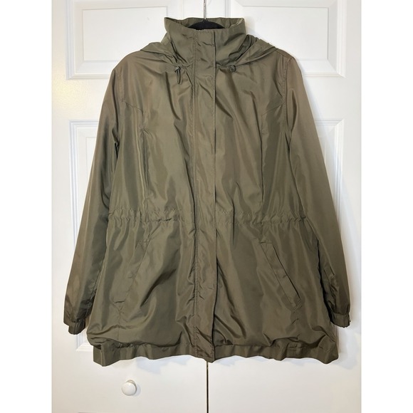 A New Day Jacket Womens XL Green Water Resistant Hooded Parka Raincoat Pockets - Picture 7 of 15